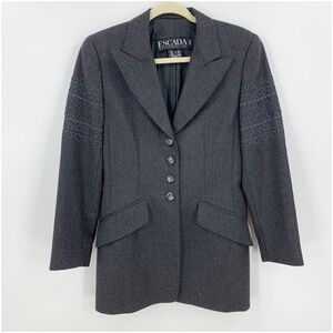 Escada Wool Cashmere Blazer Coat Charcoal Grey Sz 36 US 6/Small